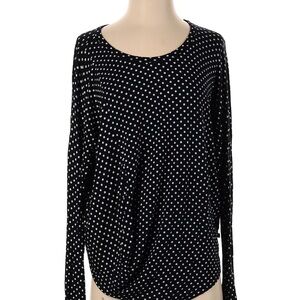 Michael Kors Black and White Polka Dot Long Sleeve Top